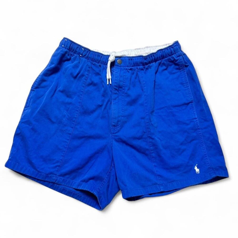 Polo Ralph Lauren 90s Vintage 100% Cotton Blue Elastic Band Chino Shorts Large
